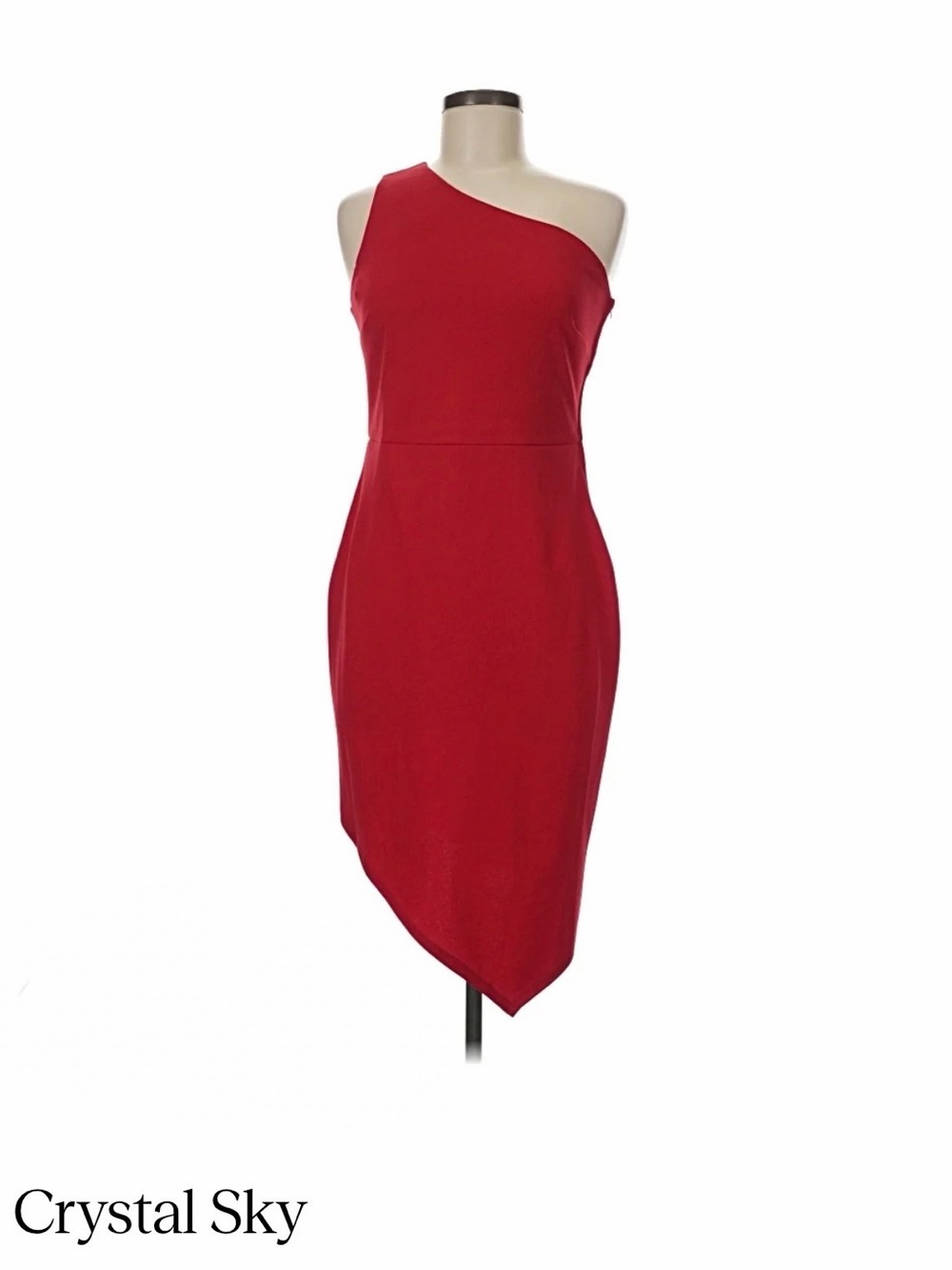 Crystal Sky Asymmetric One-Shoulder Red Dress